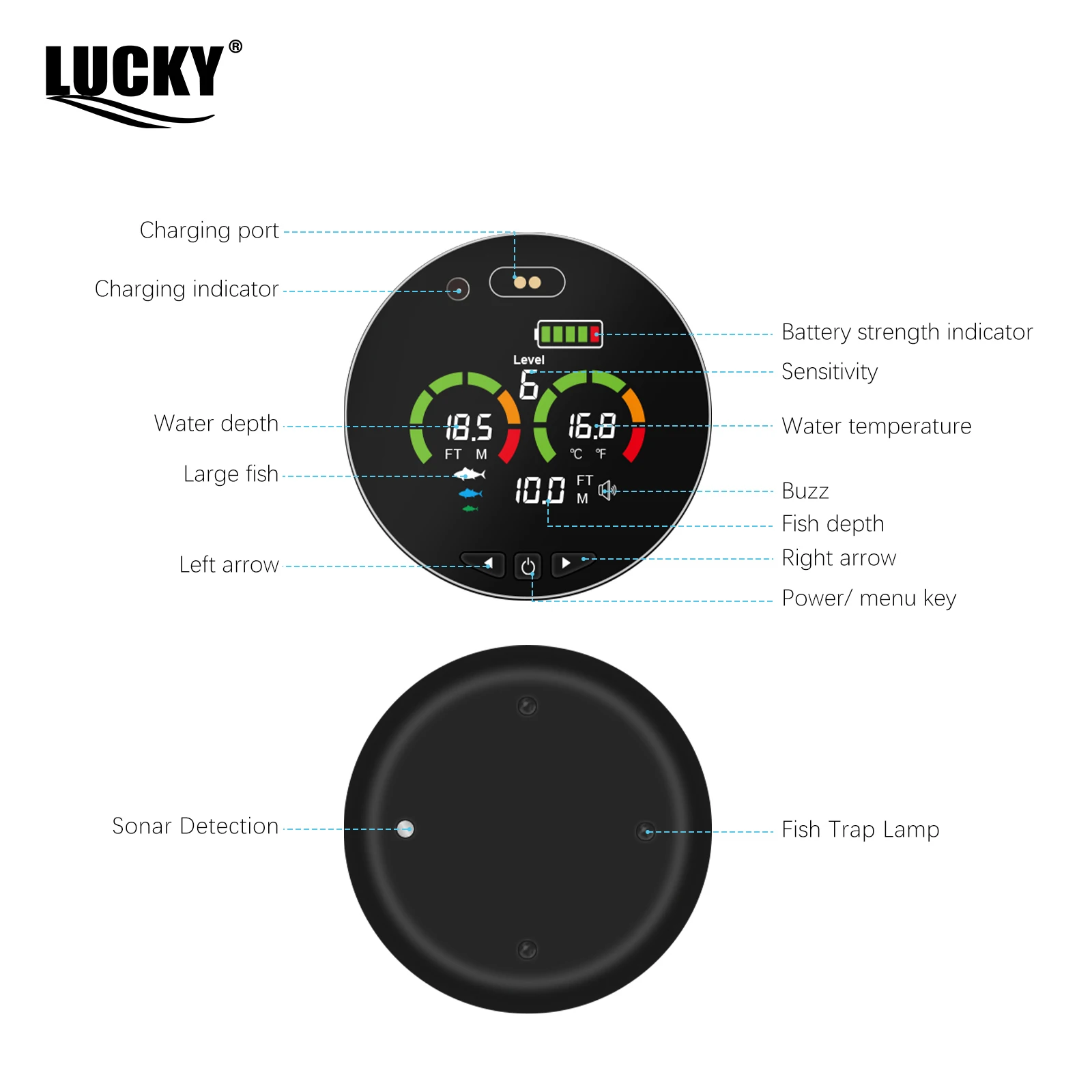 المحمولة السونار مكتشف الأسماك الصيد إغراء صدى أسلم الروسية دليل FF202 #5