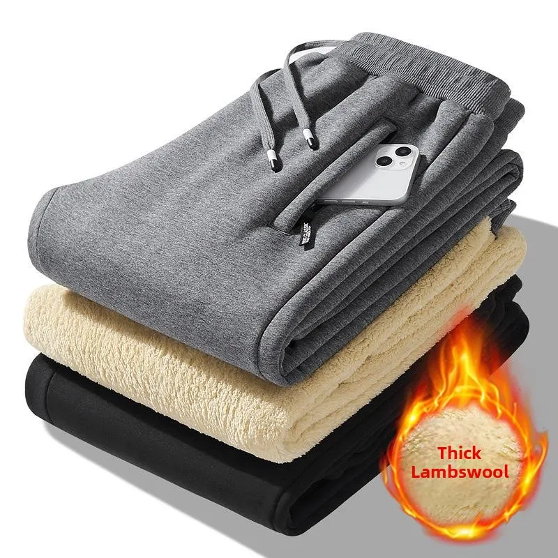 

Thiened Fce Warm Men's Casual Sports Pants Lamb Velvet Outdoor Outdoor Winter Straight Leg mid Waist Polyester Blend Ela...