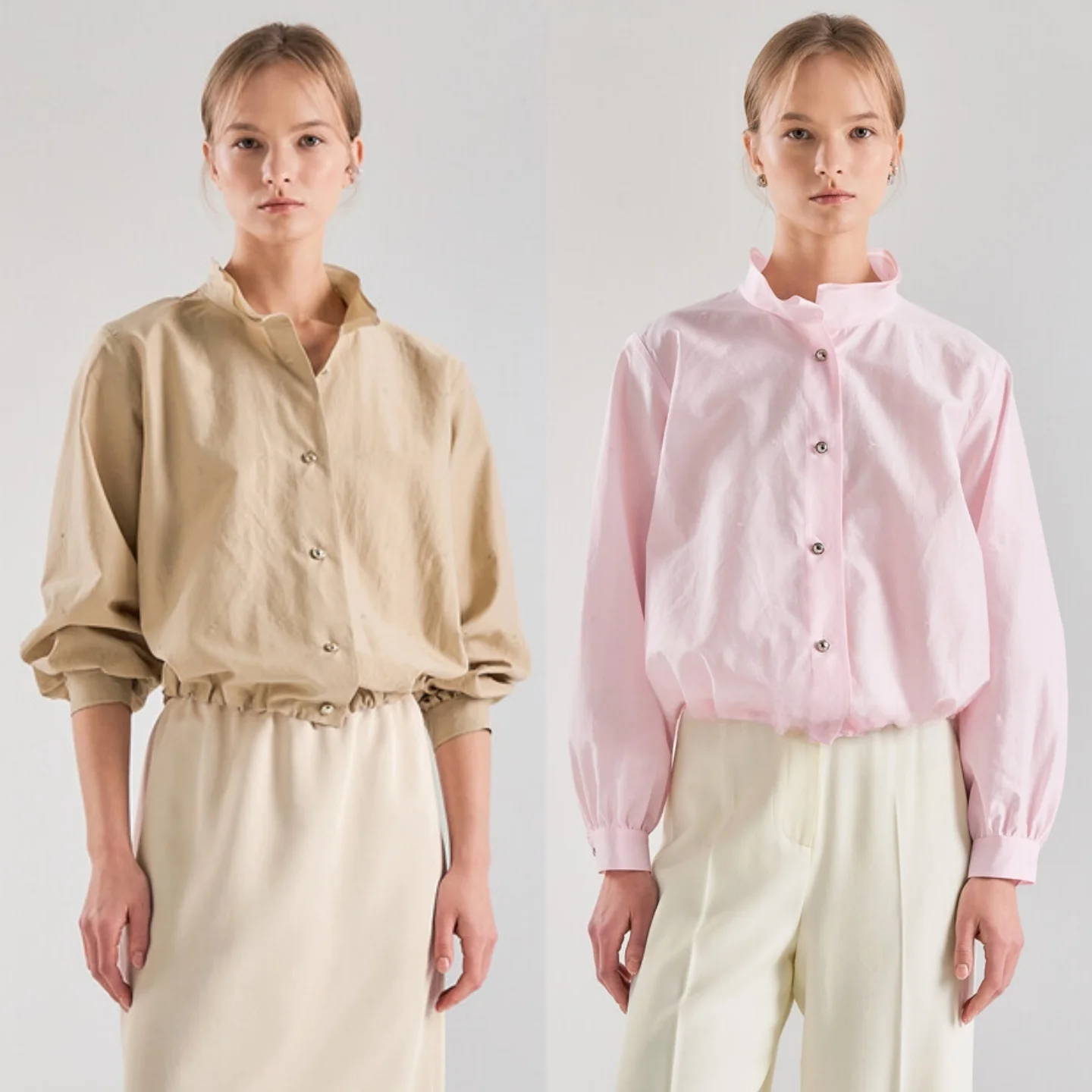 Korean Style Oxygen Feeling Embroidered Shirt Double Layer Small Collar Drawstring Commute Slimming Top Women's Blouse
