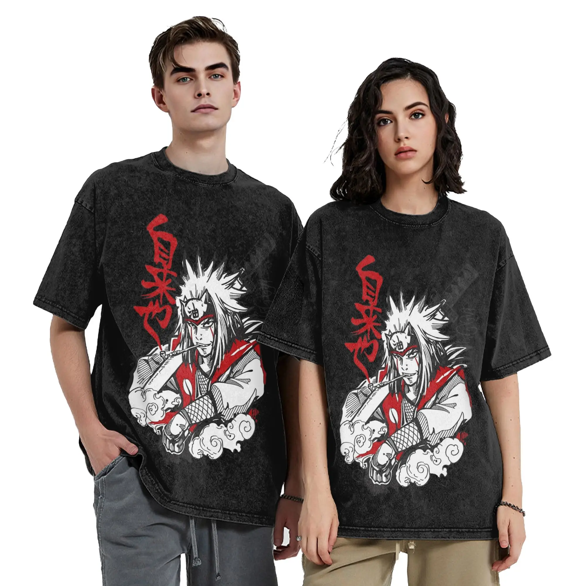 Washed T Shirts White Sage of the Toads Narutoes Anime Hip Hop Novelty T-Shirt Street Streetwear Summer Tops Tees for Men Women