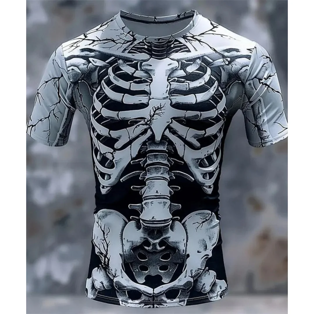 Футболка с рисунком человеческого черепа на Хэллоуин, летняя спортивная футболка с 3D принтом, быстросохнущая мужская футболка, детская одежда, футболка Y2k Woman