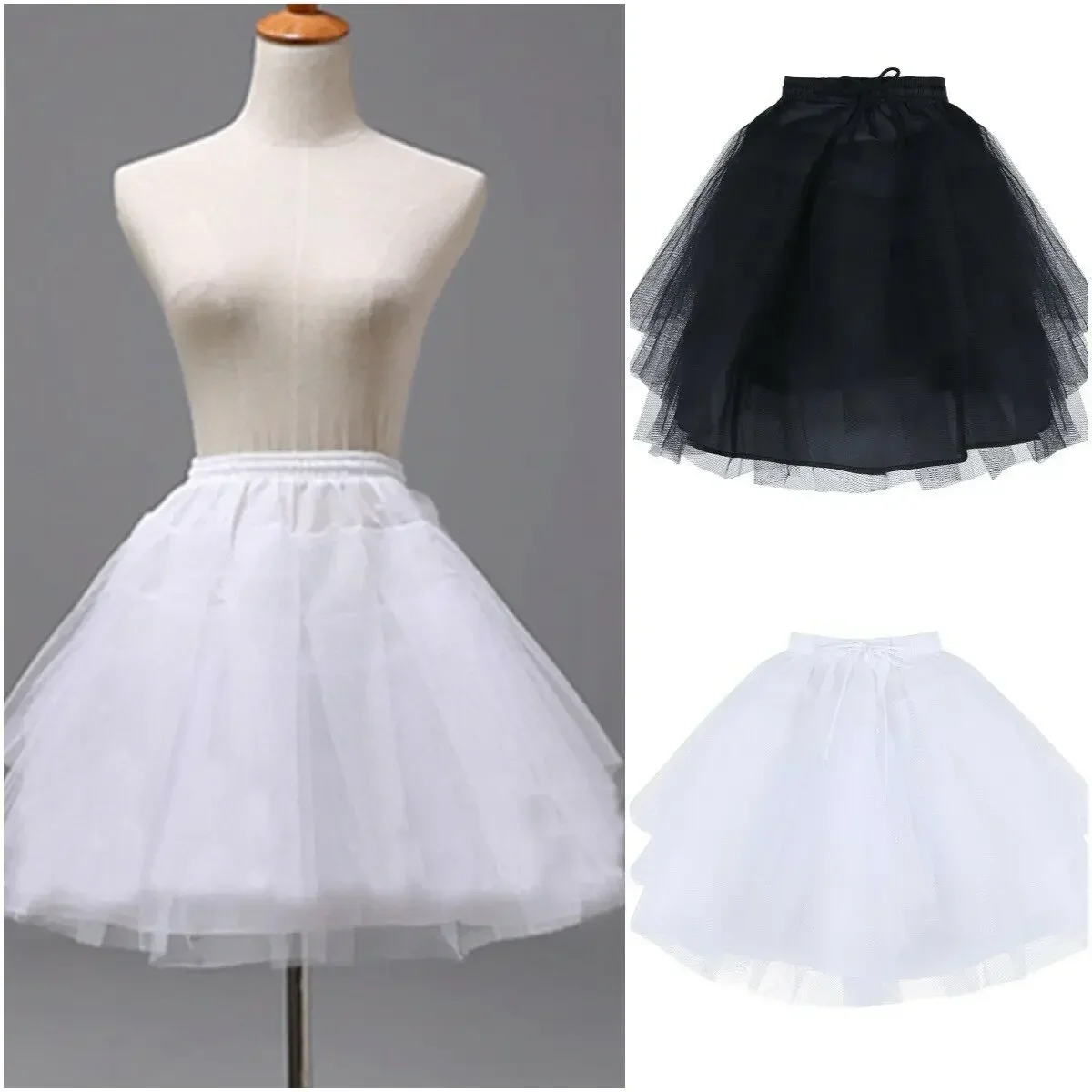 

New Style Fresh Looking Flower Girls Net Underskirt 3 Layers Crinoline Slip Wedding Dress Short Skirt