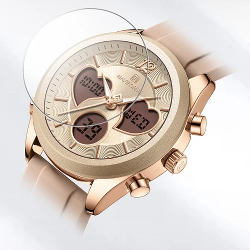 Imagen 1 del producto Nuevo estilo NAVIFORCE, relojes de pulsera con forma de corazón para mujer, 3ATM, resistente al agua, cuarzo, doble pantalla, banda de silicona, relojes de lujo para chica y mujer