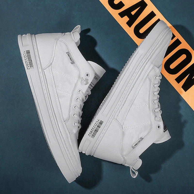 

Popular Mid-top Flat Solid Color Simple Design of The New Spring and Autumn Lace-up Men's Large-sized Casual Sports Sneakers