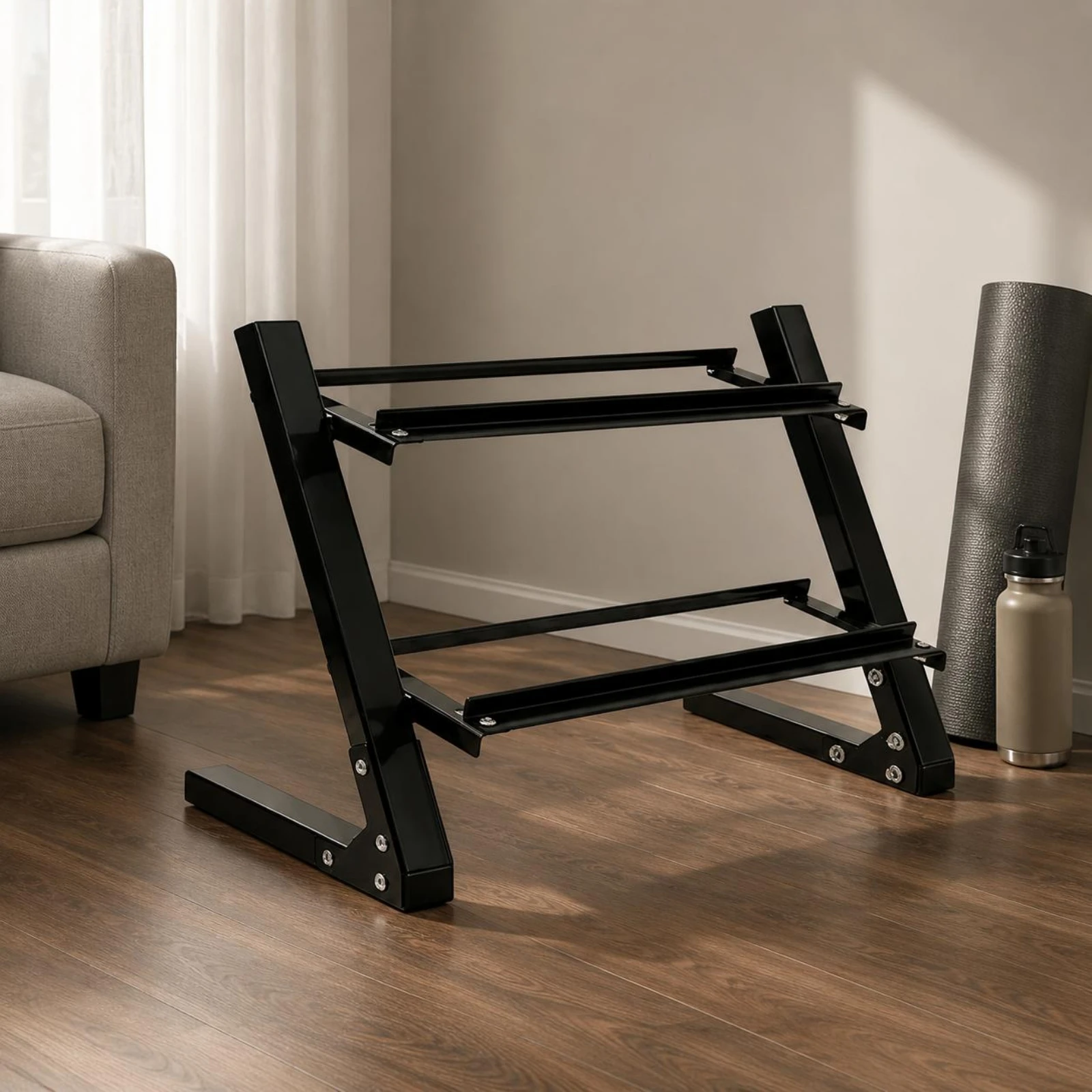 Picture 6: 2 Layer Dumbbell Stand Easy to Place Double Tier Dumbbell Rack Fitness Storage Anti-Slip for Balcony