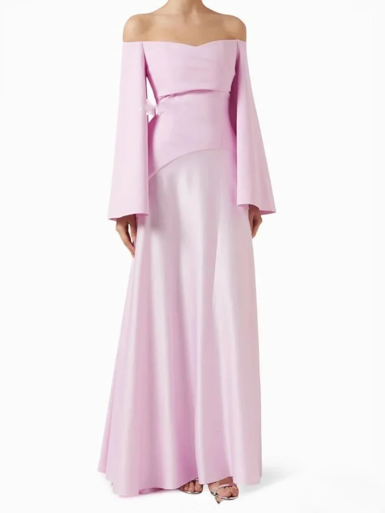 Robe de soirée rose élégante pour femmes, longueur de rinçage, robe de Rhformelle saoudienne, robe de soirée de mariage, 2024