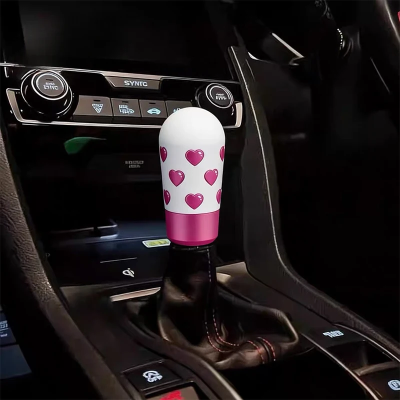 JDM Style Car Modification Gear Shift Knob Valentine's Day Pink Heart Powder Version For Manual Transmission Gear Shifter Lever