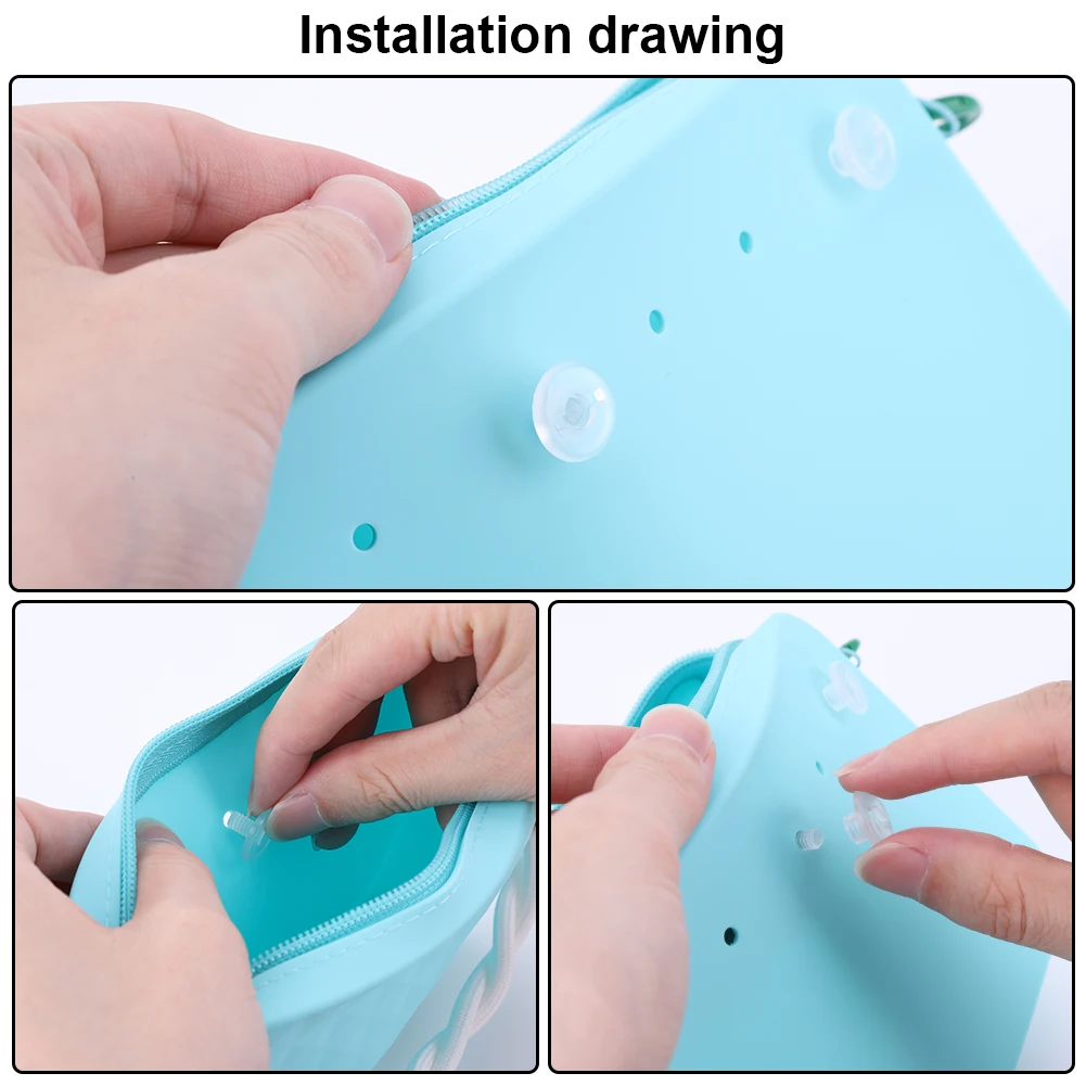 Silicone Storage Pouch Beach Bag Connector with Lanyard Cosmetics Storage Bag Large Capacity for Bogg Bag image 6
