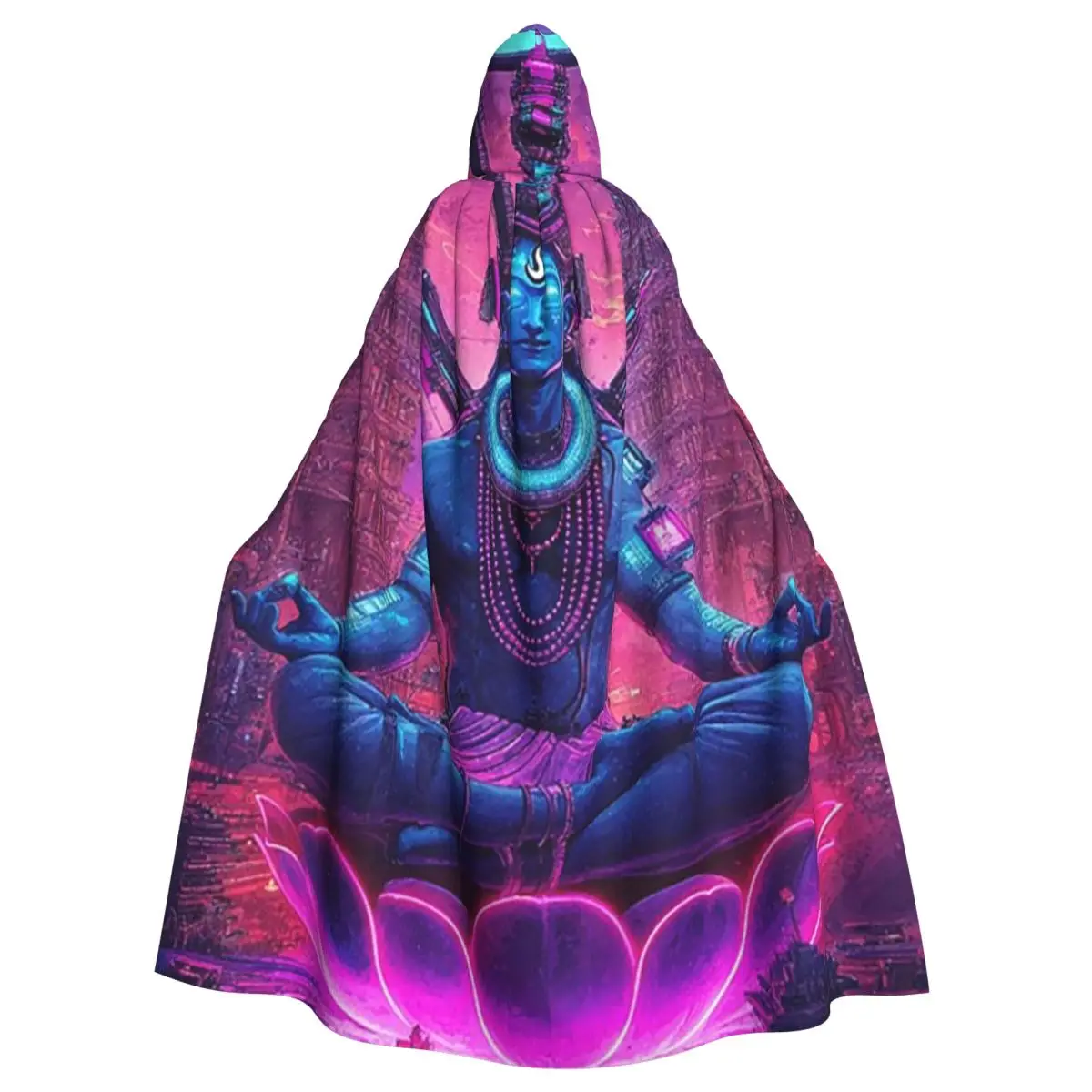

Shiva Cyberpunk Long Hooded Cloak Witch Medieval Costume Cosplay Cape HalloweenParty Adult Unisex