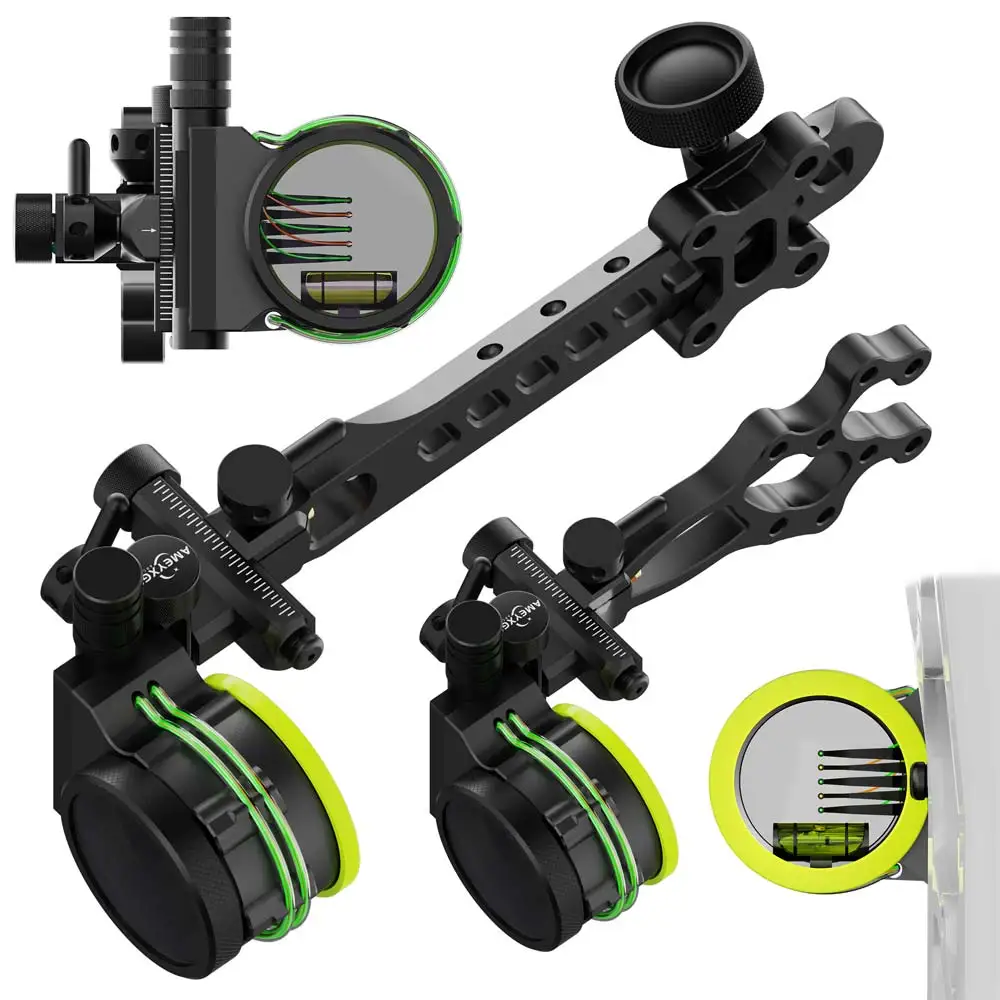 

1pc AMES2 Compound Bow Sight 5 Pin 4X 6X 8X Lens CNC Machined Left/Right Hand for Archery Hunting Shooting Target Practice