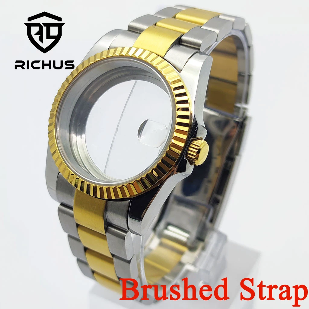 

RICHUS 36/39mm Silver Gold Watch Case Sapphire Glass Brushed Strap Fit NH34 NH35 NH36 ETA2824 PT5000 Movement Watch Accessories