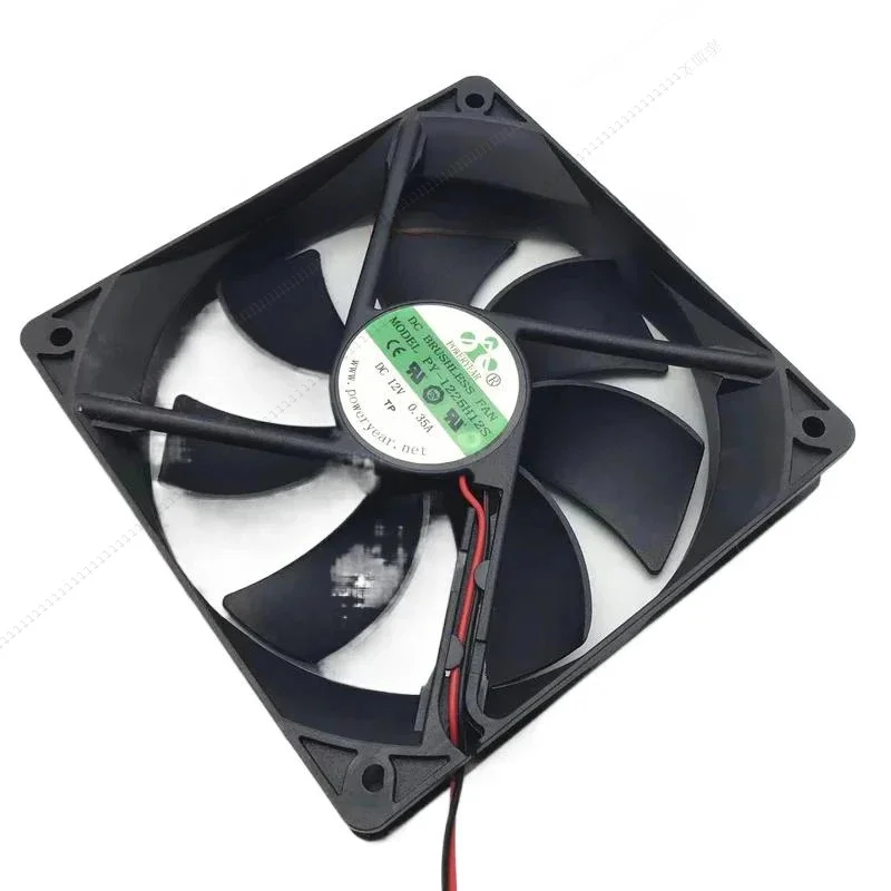 W Power PY-1225H12S DC 12V 0.35A 120x120x25mm Ventilador de refrigeración de servidor de 2 cables