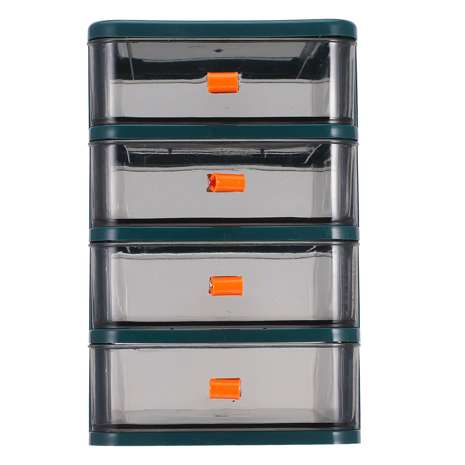 Compact 4-Drawer Transparent Plastic Storage Organizer Box for Desk Office Stationery Makeup Essentials Stackable Small Space