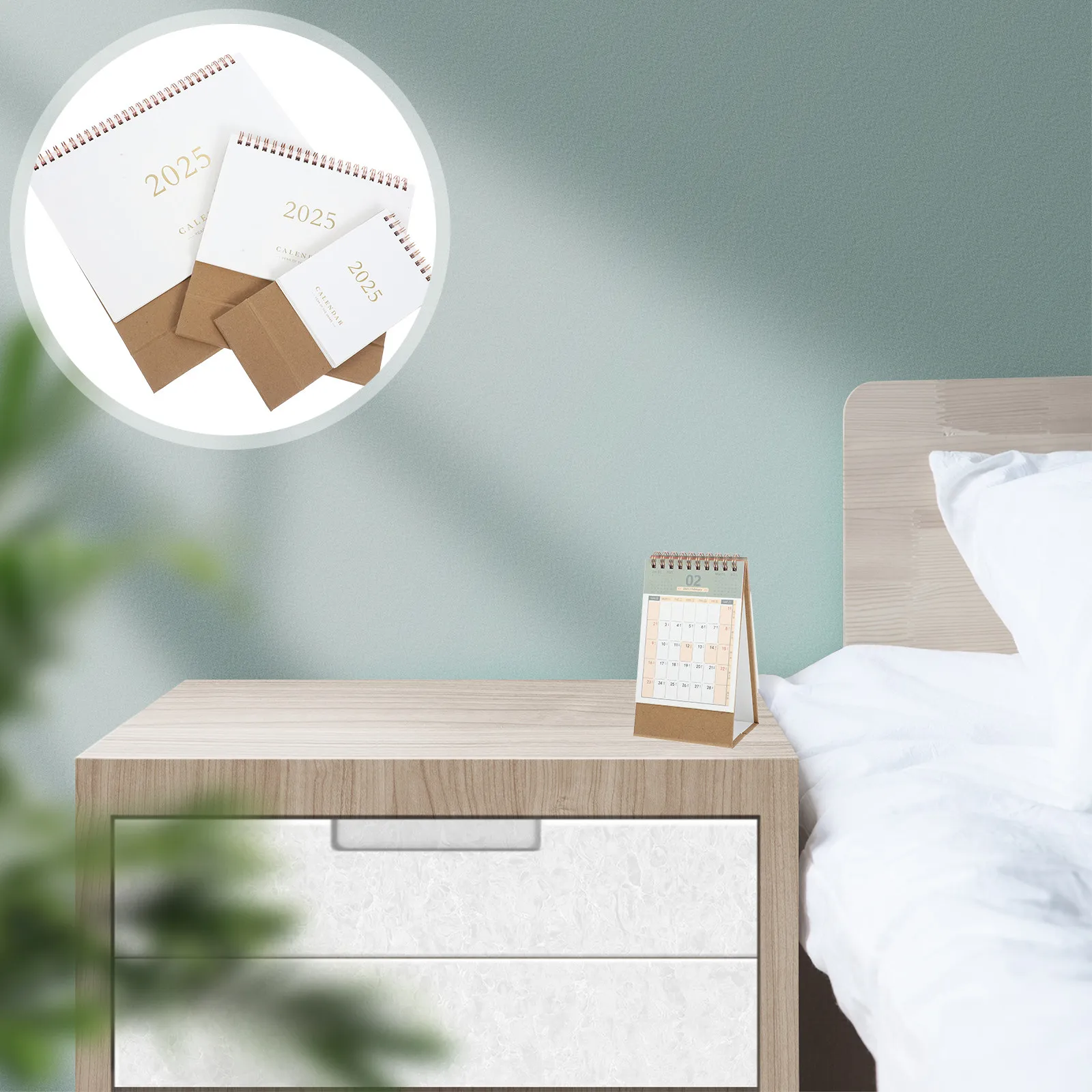 

3Pcs Desk Calendar Thick Paper Spiral Binding Freestanding Desktop Office Monthly Scheduler Household Note Calendar 2025