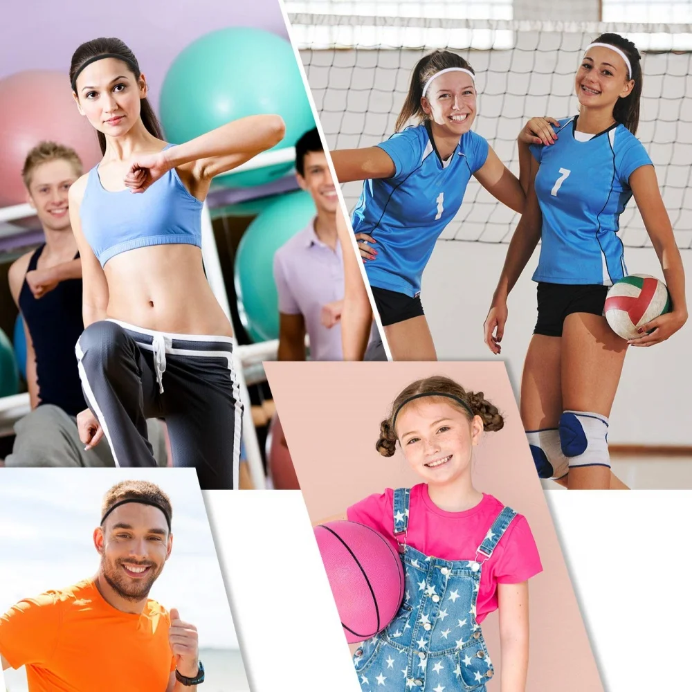 4 ชิ้นยืดกีฬาโยคะผมสีทึบเทนนิสบาง Headbands ฟิตเนสโยคะ Headwear สําหรับผู้หญิงอุปกรณ์เสริมผม