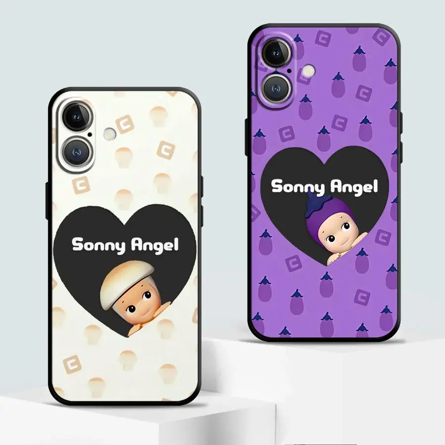 Sonny Angel Eggplant Cover Phone Case for iPhone 16 14 13 15 Pro Max 11 Pro 12 Mini SE X XS Max XR 7 8 TPU Soft Shell