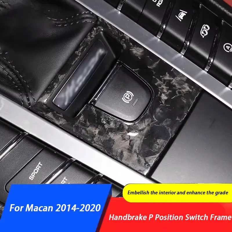 

For Porsche Macan 95B 2014-2020 Car Accessories Real Carbon Fiber Car Interior Handbrake P Position Switch Frame Sticker
