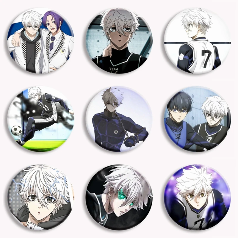 Anime Azul Bloqueio Botão Pin, Caráter Dos Desenhos Animados, Nagi Seishiro Broche, Emblema, Acessórios Cosplay, Decoração, Fãs, Coletar Amigos Presente, 58mm