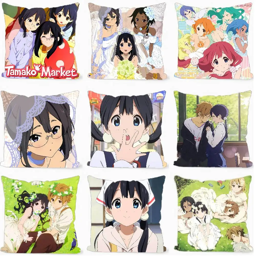 Animation T-Tamako Market Pillow Case For Sofa Decor Car Office Room Printing Cushion Cover Decorations And Protector