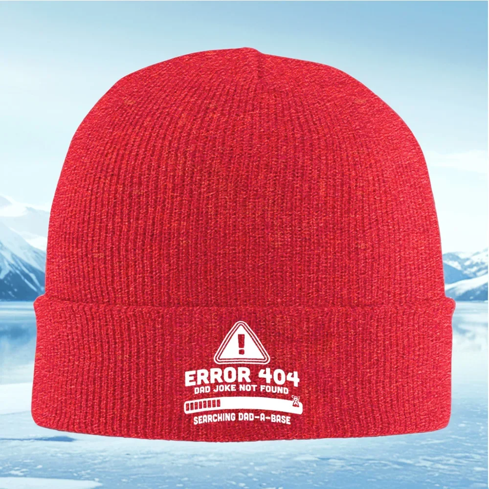 Error 404 dad joke base searching Men Women Unisex Knitted Hat Beanie Pullover Cap Winter Thermal Warm Christmas Outdoor Cycling