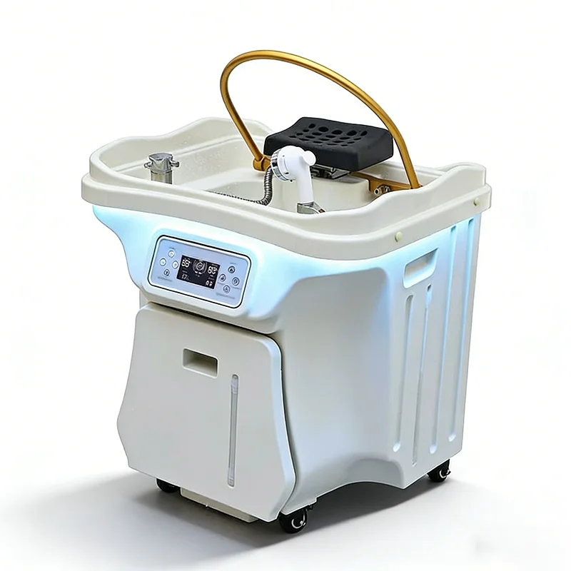 Hochwertige Friseursalon-Ausstattung Wasserzirkulierendes Shampoo-Becken Modernes Kopf-Spa-Shampoo-Becken ohne Sanitärinstallation mit Wassertank