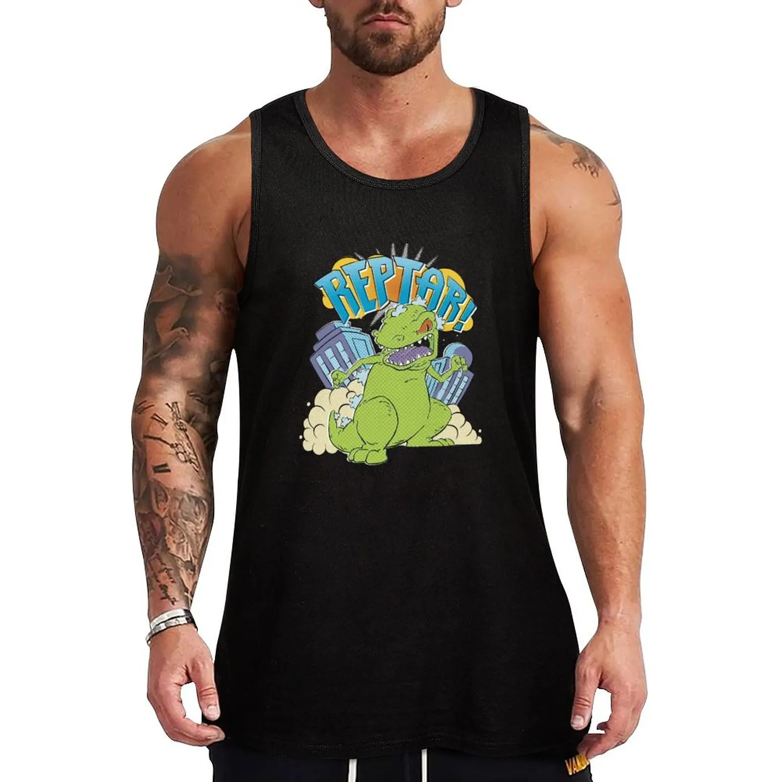 

Rugrats Reptar City Destroyer Pop Art Poster Tank Top Dry Fit Workout Tank Top Sleeveless Athletic Shirt