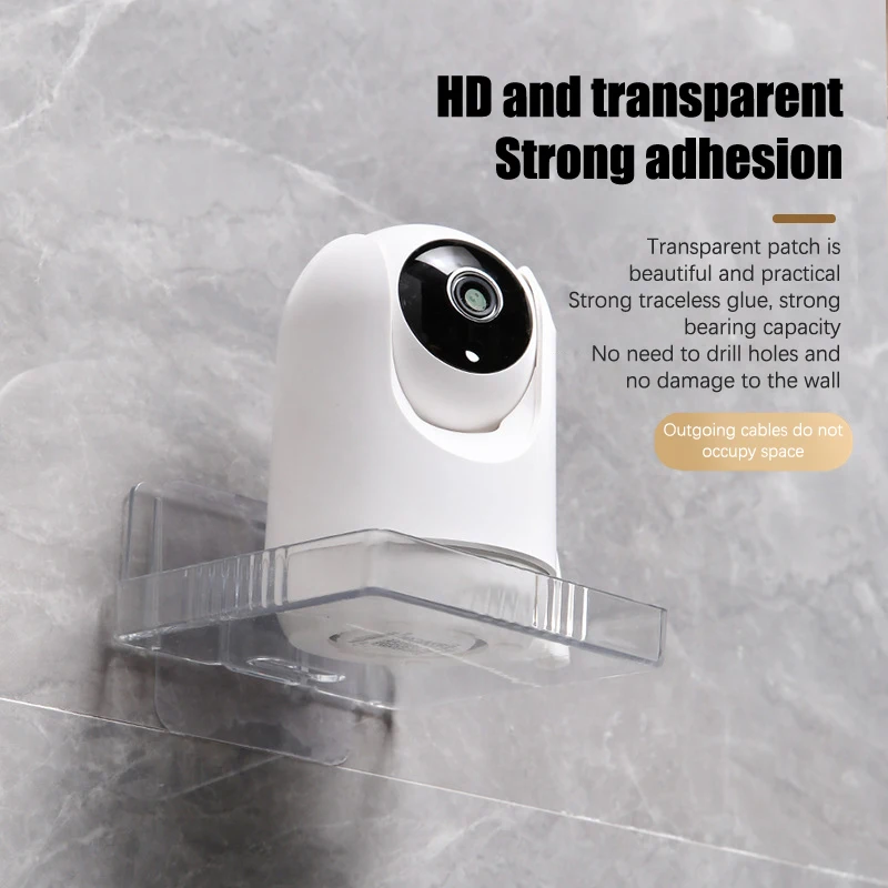 1Pc Floating Wall Shelf Bathroom Bedroom Speaker Phone Keys Toys No Drilling Shelves Holder Organizer Clear Monitoring Bracket image 2