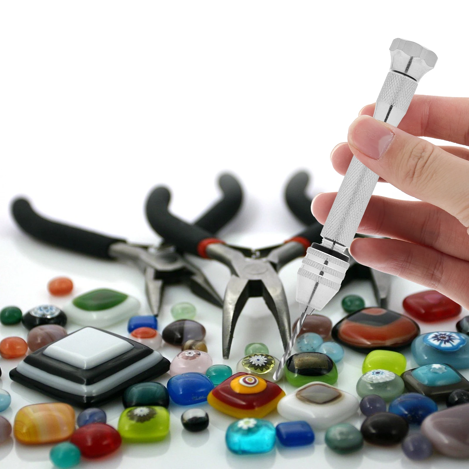 Aluminum Alloy Pin Vise Tool for 0.1-3.5mm Drill Bits Precision Drilling Wood Plastic Models Swivel Head Pin Vise