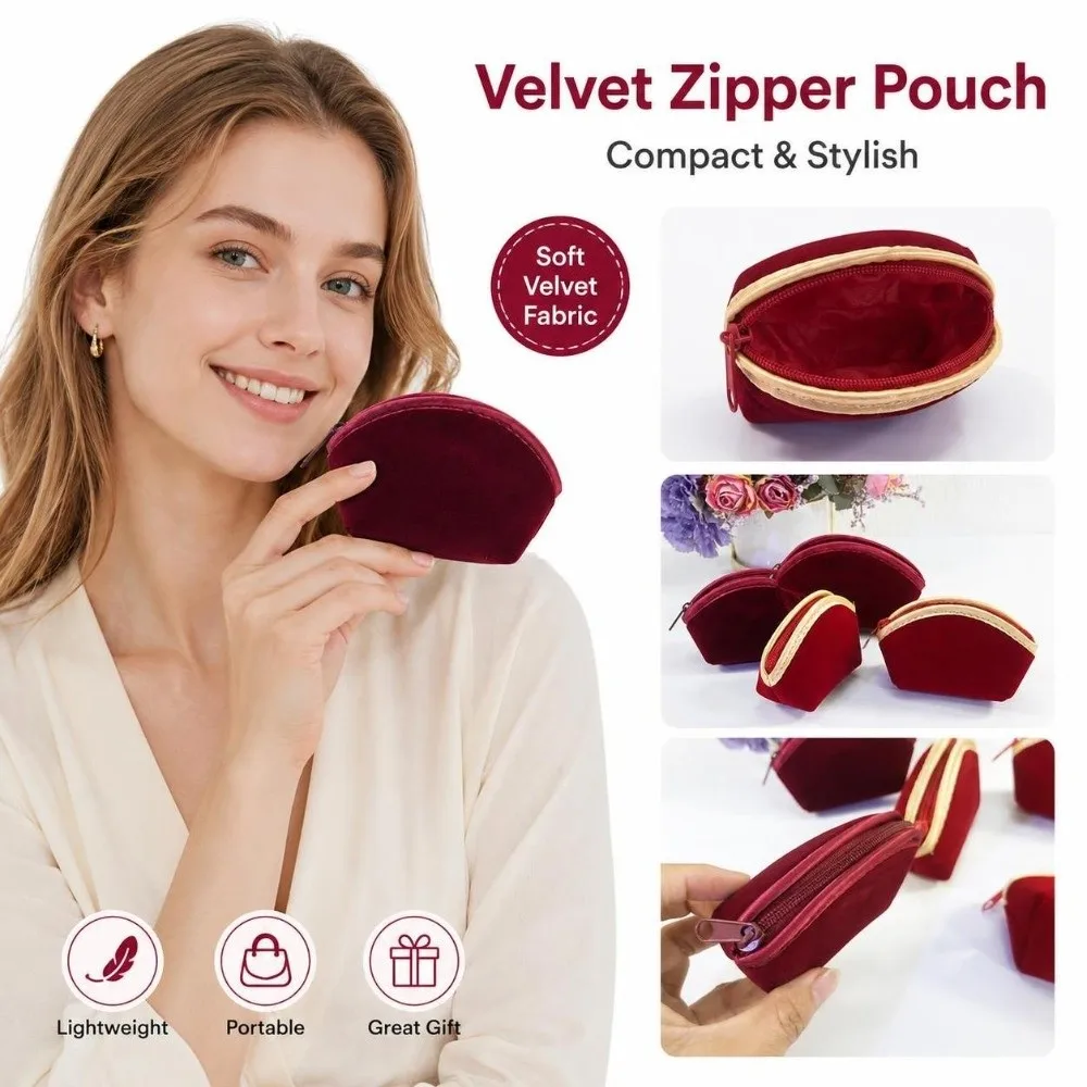 New Velvet Jewelry Storage Pouch Chinese Style Small Coin Purse Red Soft Coin Bag Women