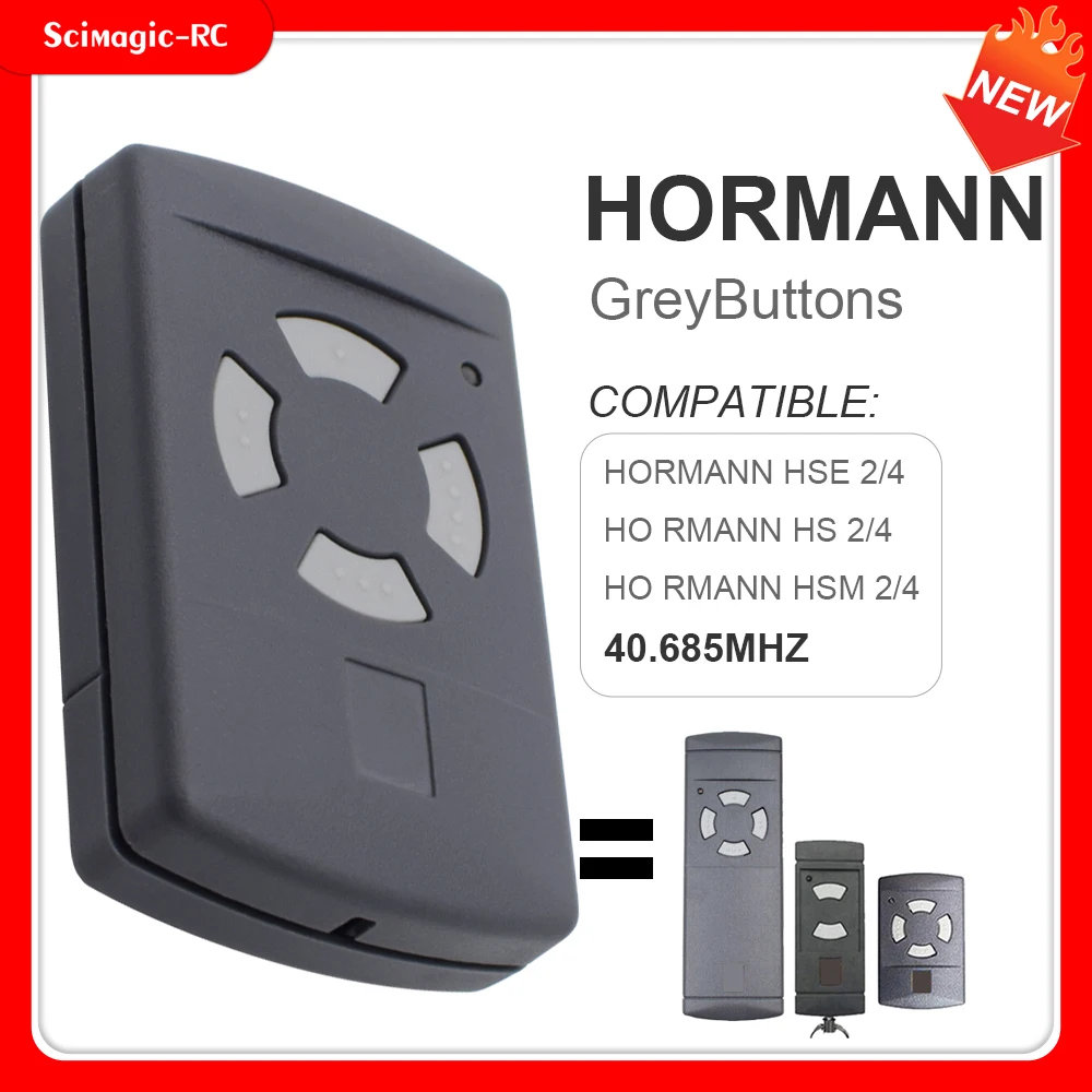 

40 685 MHz Hormann Hand-Held Transmitter for HSE2 HSE4 HSM2 HSM4 HS2 HS4 Remote Control Replacement HORMANN 40MHz Grey Button