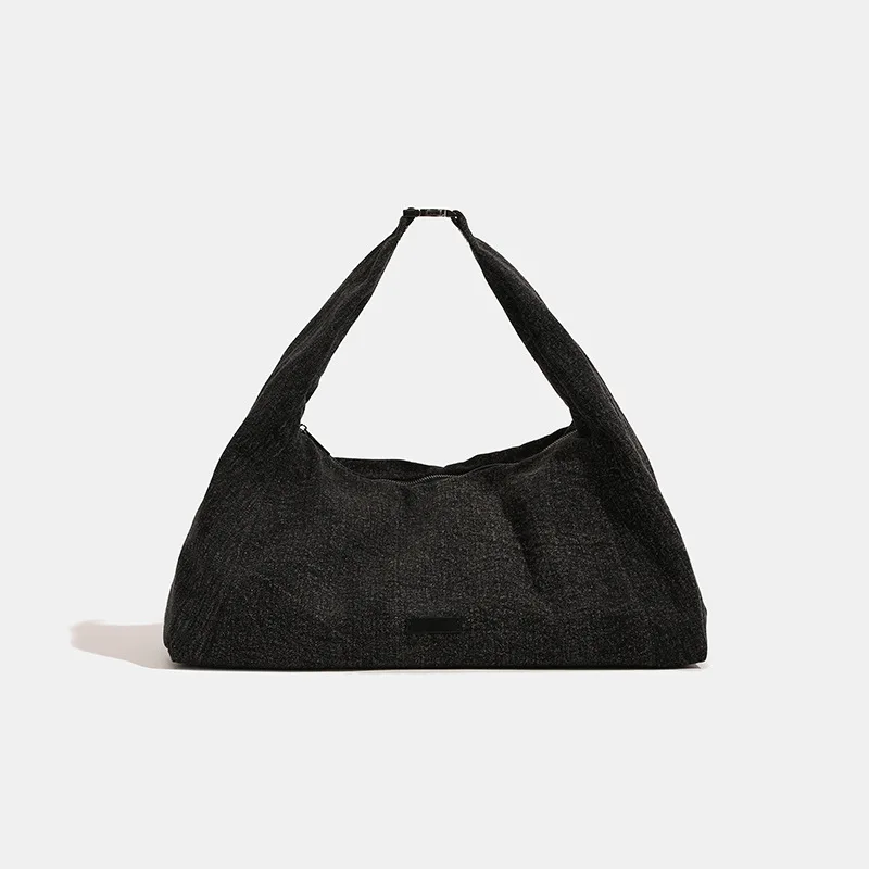 

European And American Style High-end Canvas Denim Women's Bag New Horizontal Square Large Capacity Pillow Type Shoulder Bag Tide