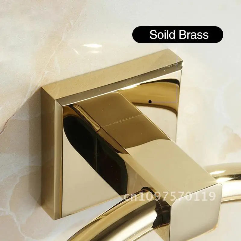 Round Towel Rings European Style Soild Ring Gold Holder Wall-Mounted Towel Towel Bathroom Rings Towel Brass