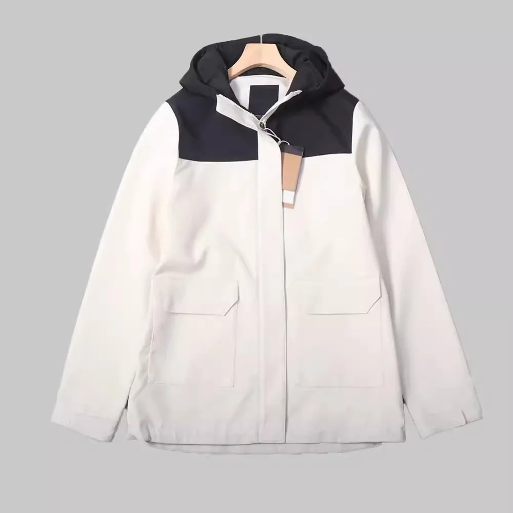 Wiosenna Nowa Damska Kurtka Komuterowa z Kapturem, Wiatroodporna, Wodoodporna, Długa, Zapinana na Zamek, Inne Materiały, Damska