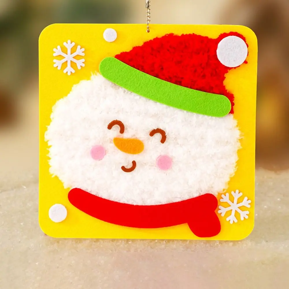 Cartoon Christmas Punch Needle Set Snowman Santa Claus Handmade Wool Painting DIY Making Material Bag Christmas Stocking
