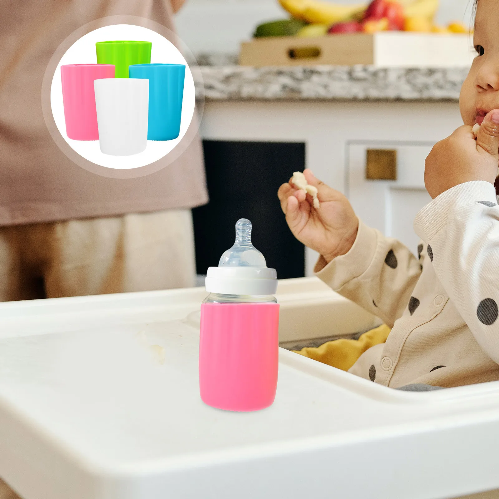 

4Pcs Simple Install Silicone Sleeve for Glass Tumbler Water Bottle Protective Cover Bottle Cover Glass Tumbler Sleeve