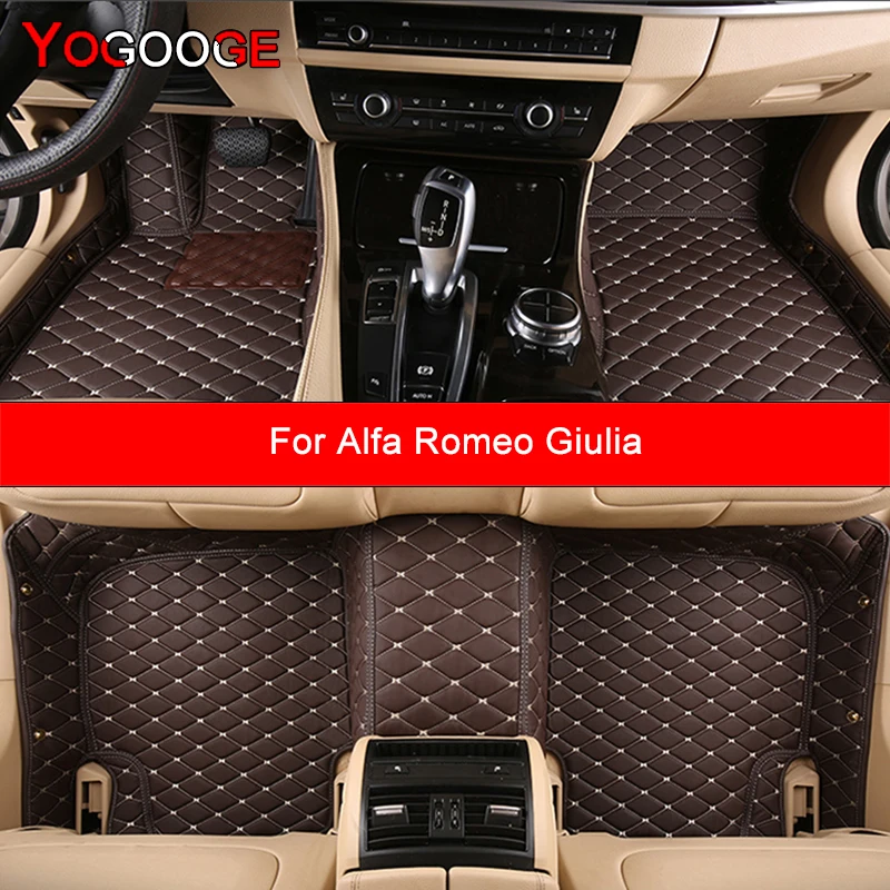 YOGOOGE Custom Car Floor Mats For Alfa Romeo Giulia Auto Carpets Foot Coche Accessorie
