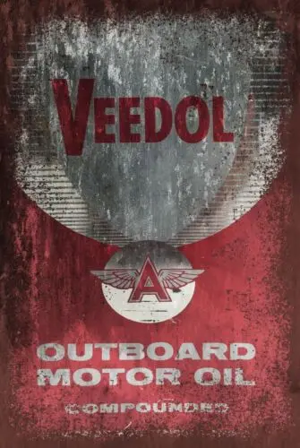 Veedol Outboard Motor Oil Aged Look Vintage Retro Style Metal Sign Plaque