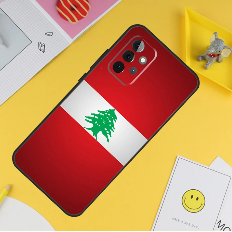 Lebanon Flag Map Phone Case For Samsung Galaxy A53 A33 A13 A12 A32 A52 A14 A34 A54 A15 A25 A35 A55 A71 A51