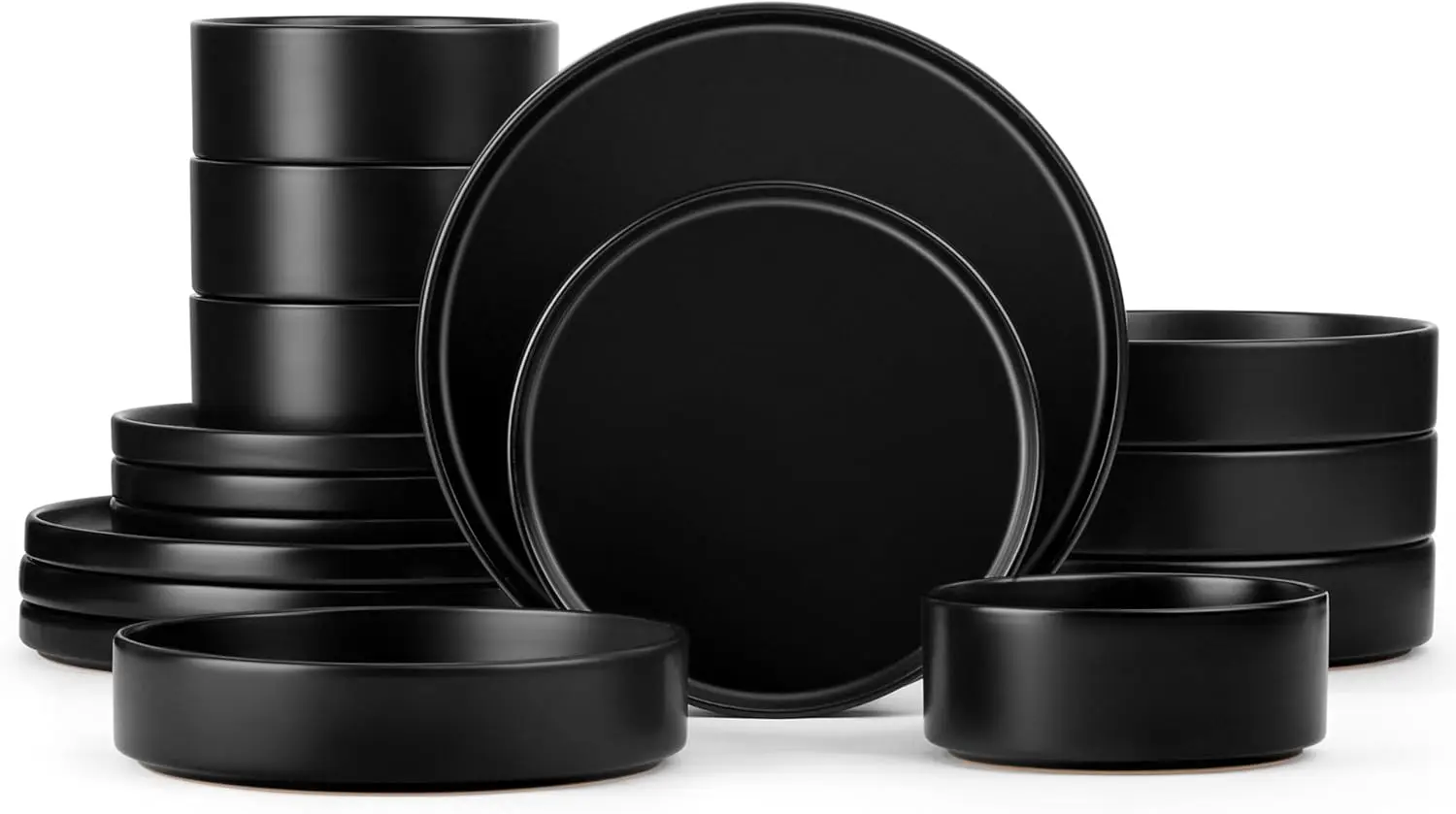 

Dinnerware Sets with Pasta Bowls for 4, 16 Piece Dinner Salad Plates and Cereal Serving Bowls, Stoneware Dishes Dinner Ware for