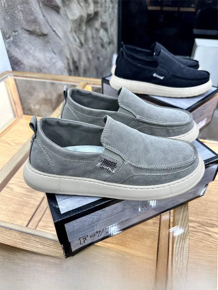 

Мужские летние модные повседневные кеды из канваса: легкие, дышащие, низкие, с круглым носком, для активного отдыха, на плоской подошве