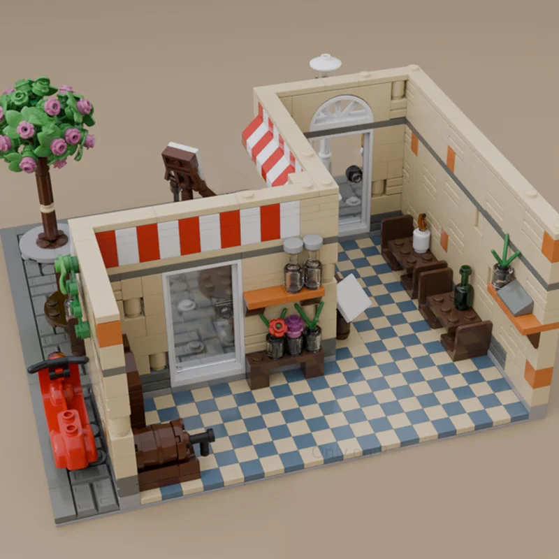 1854PCS MOC Italiaans Restaurant Premium Europese Architectuur DIY Model Bouwstenen Verjaardag Speelgoed Cadeau