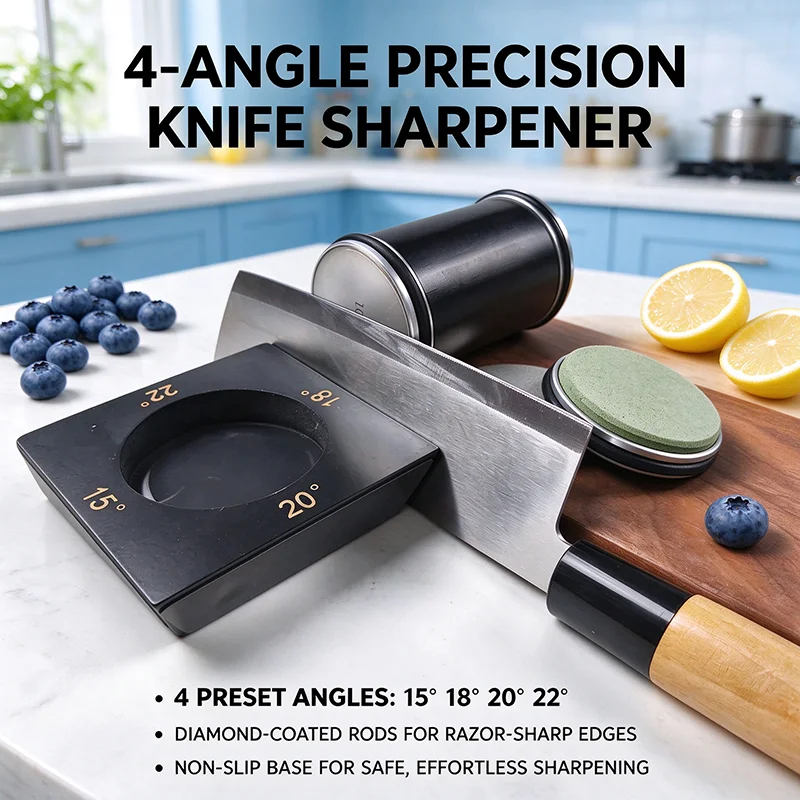 Multi-Angle Rolling Knife Sharpener, 15/18/20/22 Degree Sharpening Kit, Knife Sharpening Tool for Home Kitchen Knives
