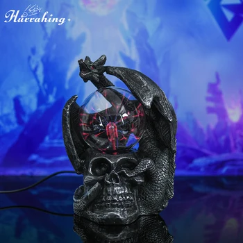 Hovering Single Dragon Skull Crystal Plasma Light 4 Inch Glass Ball Sensitive Touch Halloween Cool Interior Decoration Ornament