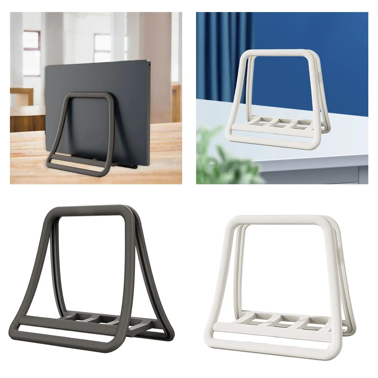 Rack vertical para laptop, suporte vertical para armazenamento de telefone, economia de espaço, antiderrapante, anti arranhões, doca para notebook para mesa de escritório