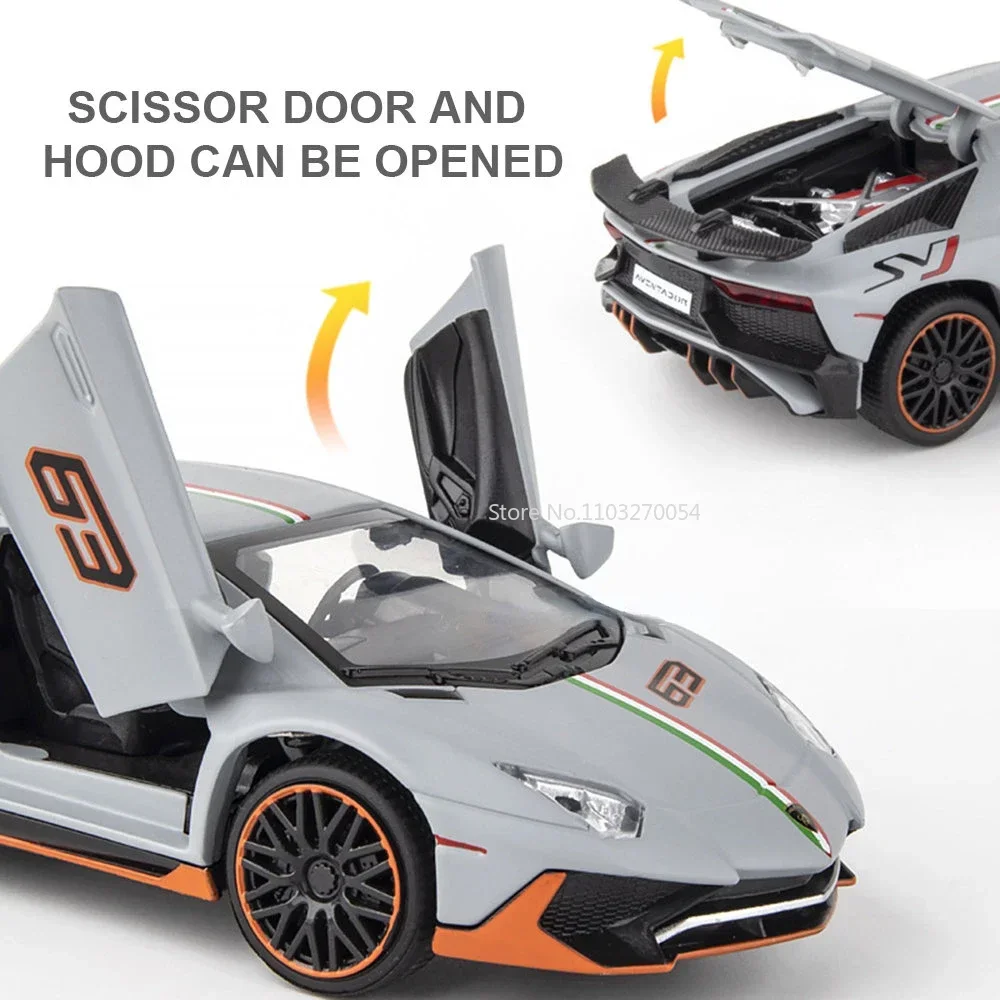 Modelo de coche deportivo de aleación LP780-4, juguetes de simulación, cuerpo de Metal, puertas de sonido con luz abierta con función extraíble, regalo de colección, 1/32