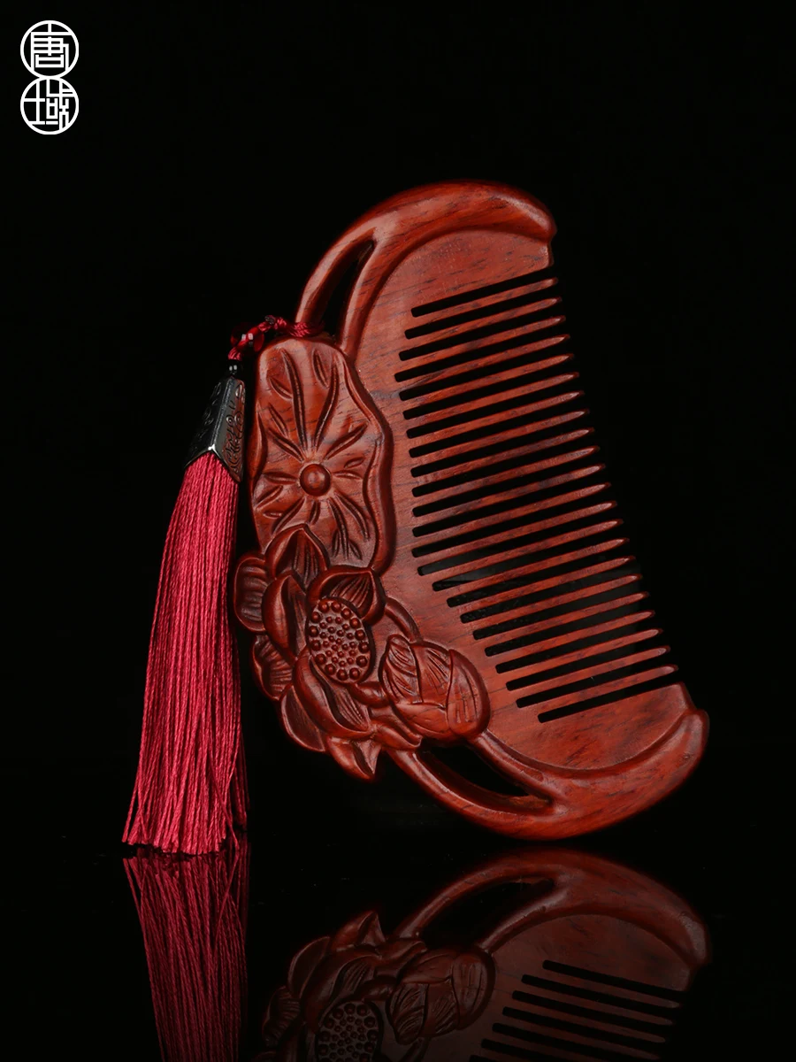 

Handmade Wooden Comb, Purple Sandalwood Comb, Authentic Old Indian Red Sandalwood Material, Women's Rosewood Comb