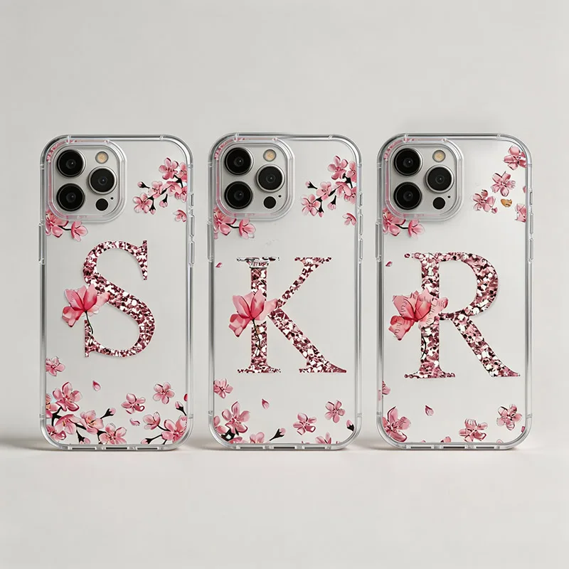 Custom Initial Blossom  Phone Case For Samsung Galaxy S26 S23 S22 S21 S24 S25 Ultra Plus FE A16 A17 A36 A53 A55 A37 A57 5G Cover