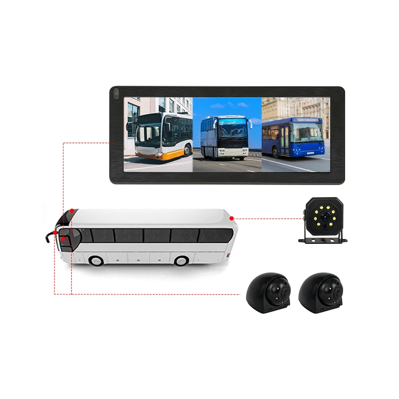 12.3 Inch 3 Split Screen Side View Mirror  Dvr Rear View Car  System Truck Sideview Blind Spot Up Down