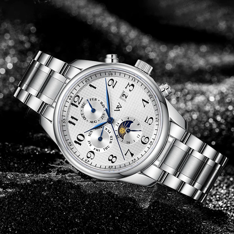 WM ساعات رجالية فاخرة الياقوت ساعة ميكانيكية أوتوماتيكية 40 مللي متر الفولاذ المقاوم للصدأ مقاوم للماء ساعة ويلي ميرك WM169M