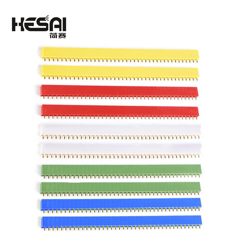 10 sztuk 2.54mm jednorzędowe żeńskie płytki PCB złącze pinowe pasek Pinheader 1x40 pin kolorowe gniazdo